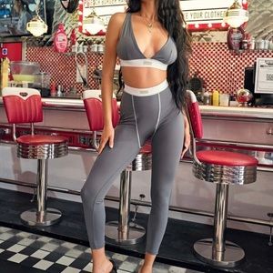 Contrast Hem Bralette Top & Leggings Set